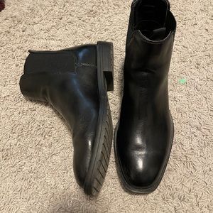 Call it spring black leather Chelsea boots